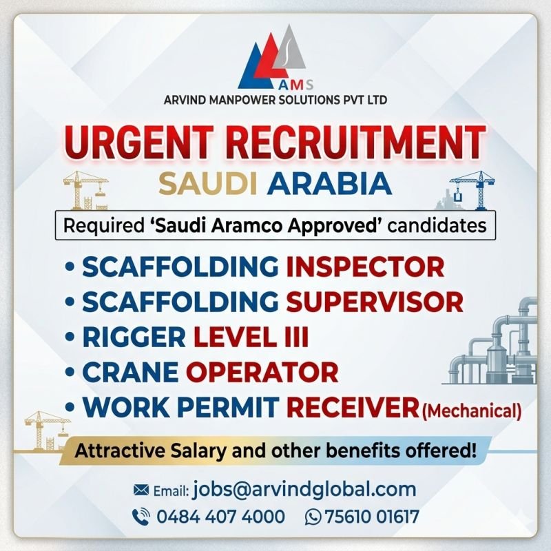Urgent Recruitment for Saudi Arabia – Aramco Approved Jobs 2026