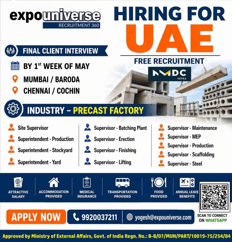 Hiring for UAE | Precast Industry - Apply Now