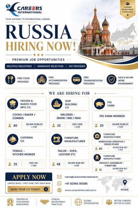 Career Opportunities in Russia – Multiple Openings Now Hiring