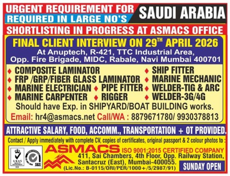 Saudi Arabia Shipyard Jobs 2026: Urgent Hiring