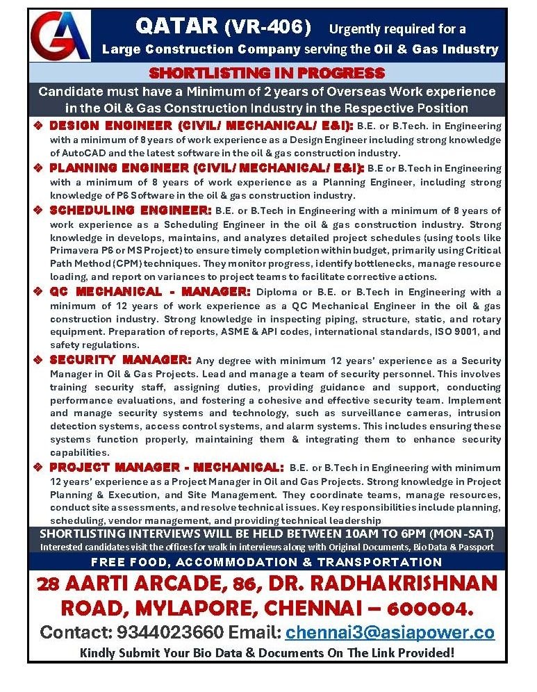 Qatar Oil & Gas Jobs 2026: Engineers, Managers & Planning Experts Hiring | Apply Now