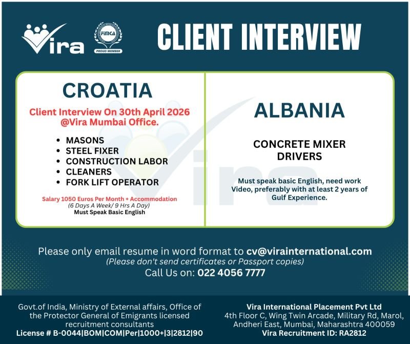 Job opportunities in Croatia and Albania