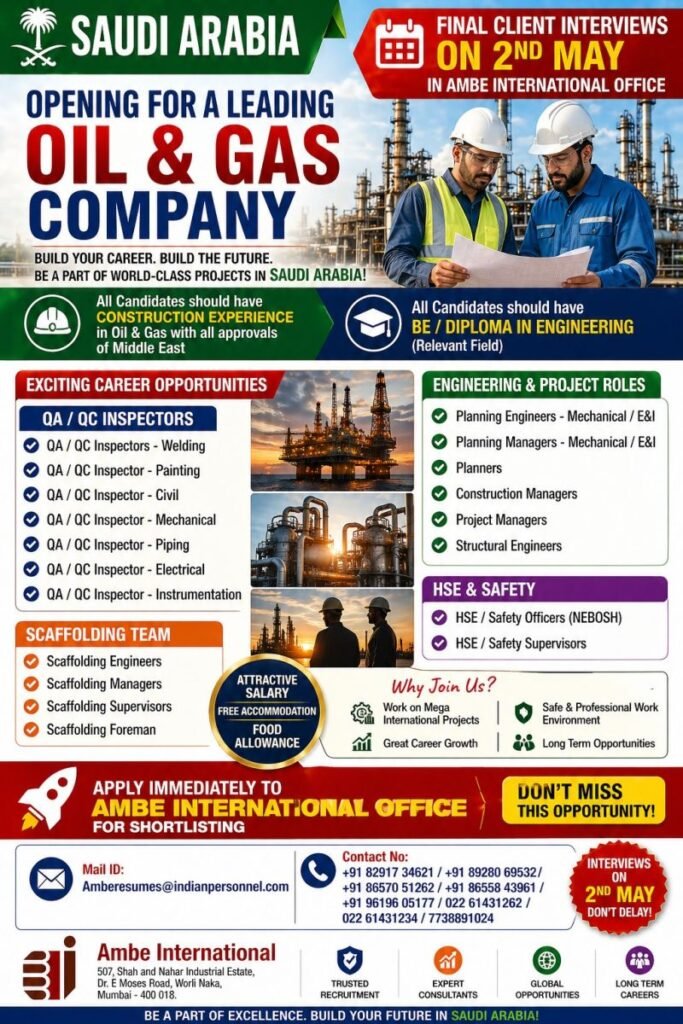 Exciting Career Opportunities in Saudi Arabia – Oil & Gas Sector