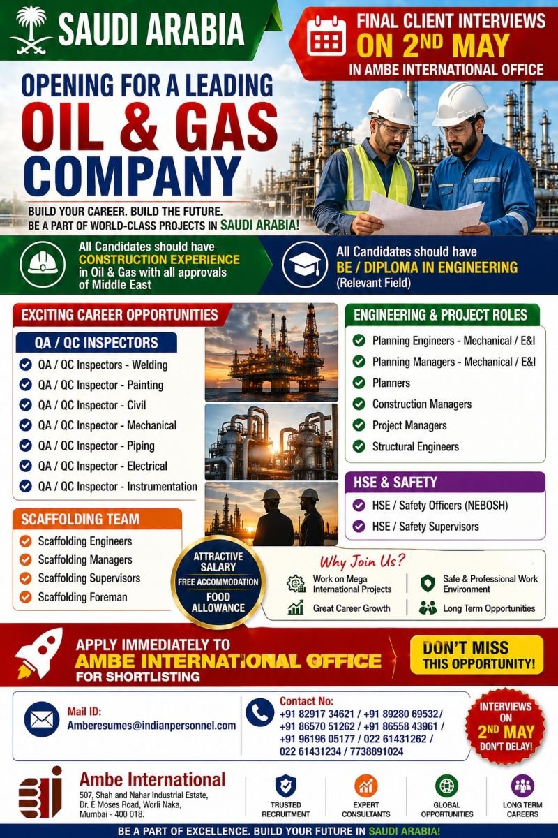 Exciting Career Opportunities in Saudi Arabia – Oil & Gas Sector
