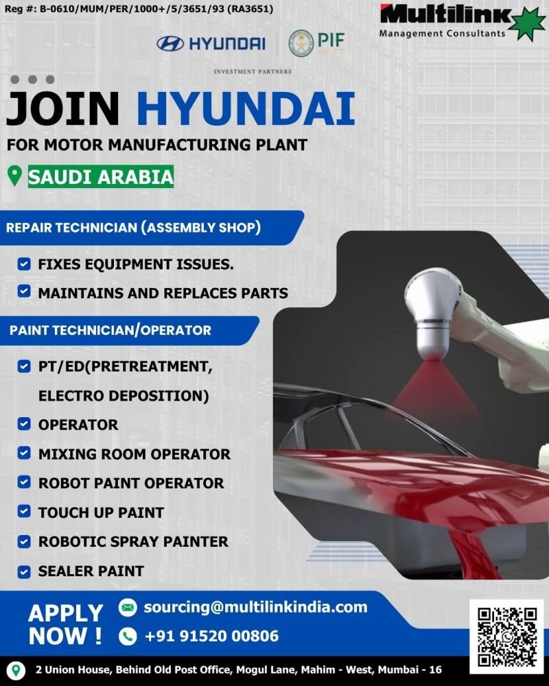 Saudi Arabia Jobs 2026 – Hyundai Motor Manufacturing Plant Hiring