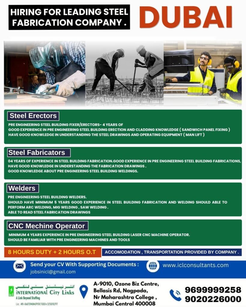 Dubai Jobs 2026 – Steel Fabrication Company Hiring Now