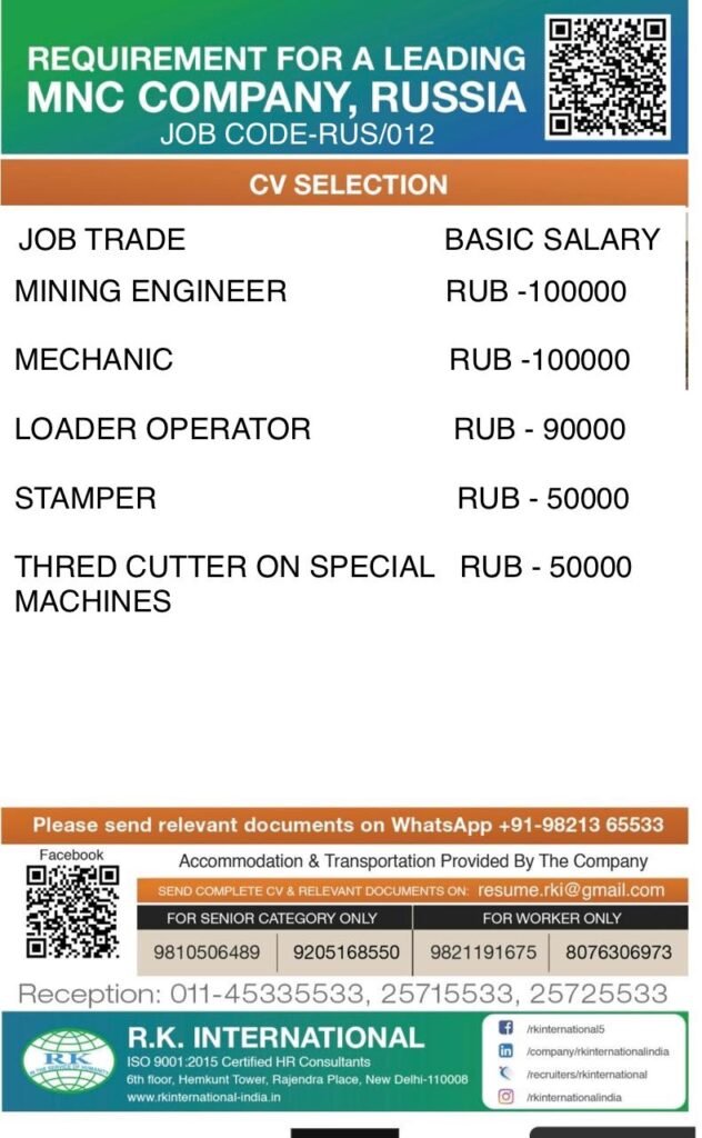 Russia MNC Jobs 2026 – CV Selection in Progress