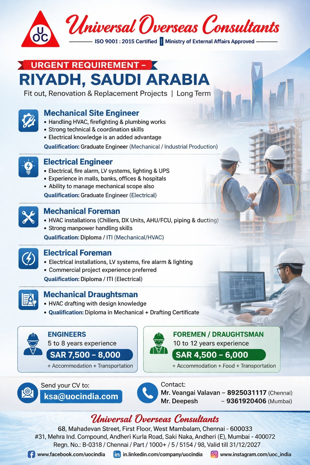 Urgent Engineering Jobs in Riyadh, Saudi Arabia – Long-Term Projects | Apply Now