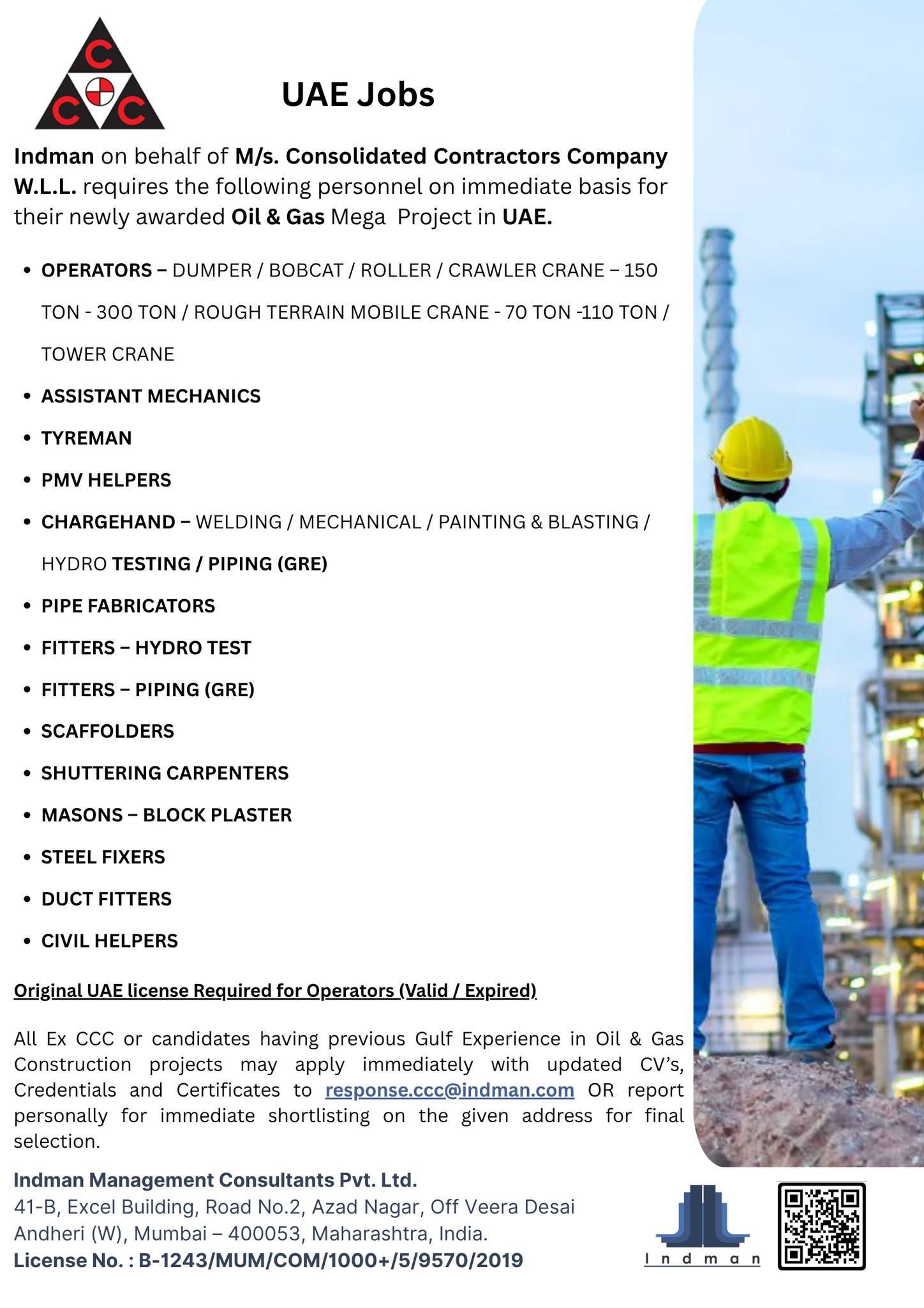 Urgent UAE Jobs for Oil & Gas Mega Project – Apply Now