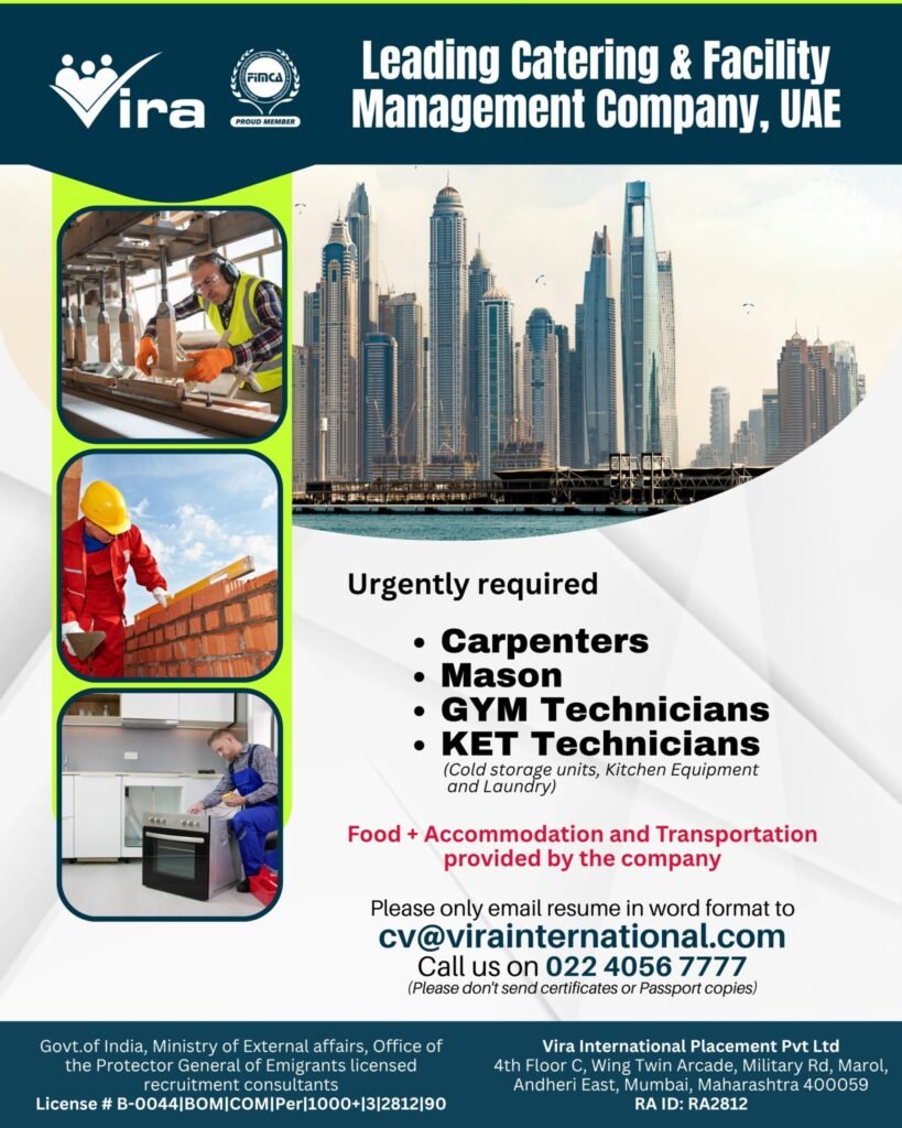 Urgent Jobs in UAE – Catering & Facility Management Company Hiring | Apply Now