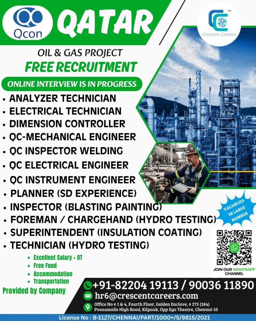 Big Job Opportunity in QATAR – Oil & Gas Project - Apply Now