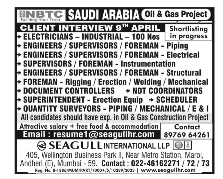 Saudi Arabia Oil & Gas Jobs 2026 – Electricians, Engineers, Supervisors ...