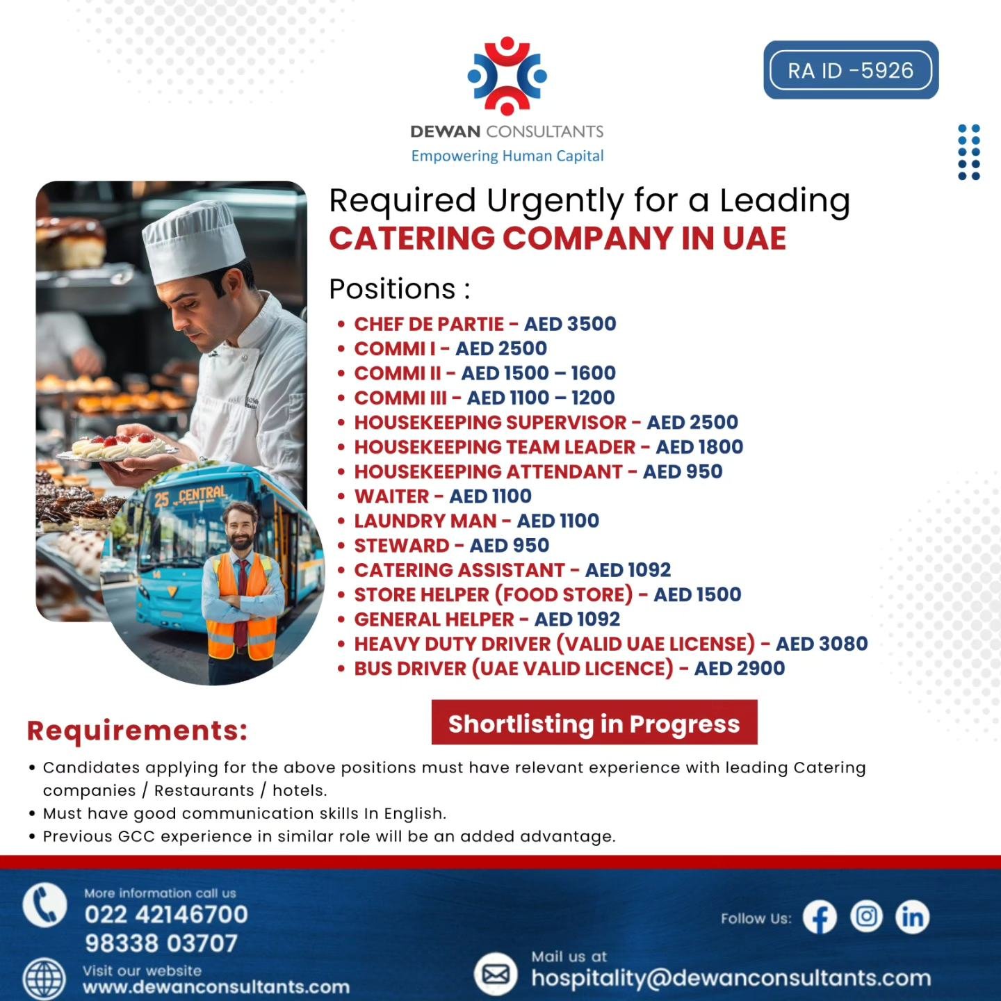 UAE Catering Jobs 2026 | Apply Now