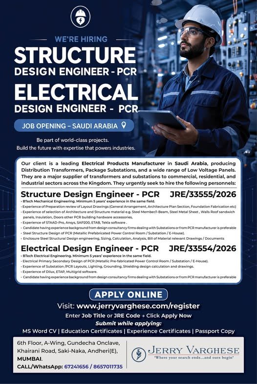 Saudi Arabia | Hiring For a leading Electrical Manufacturer