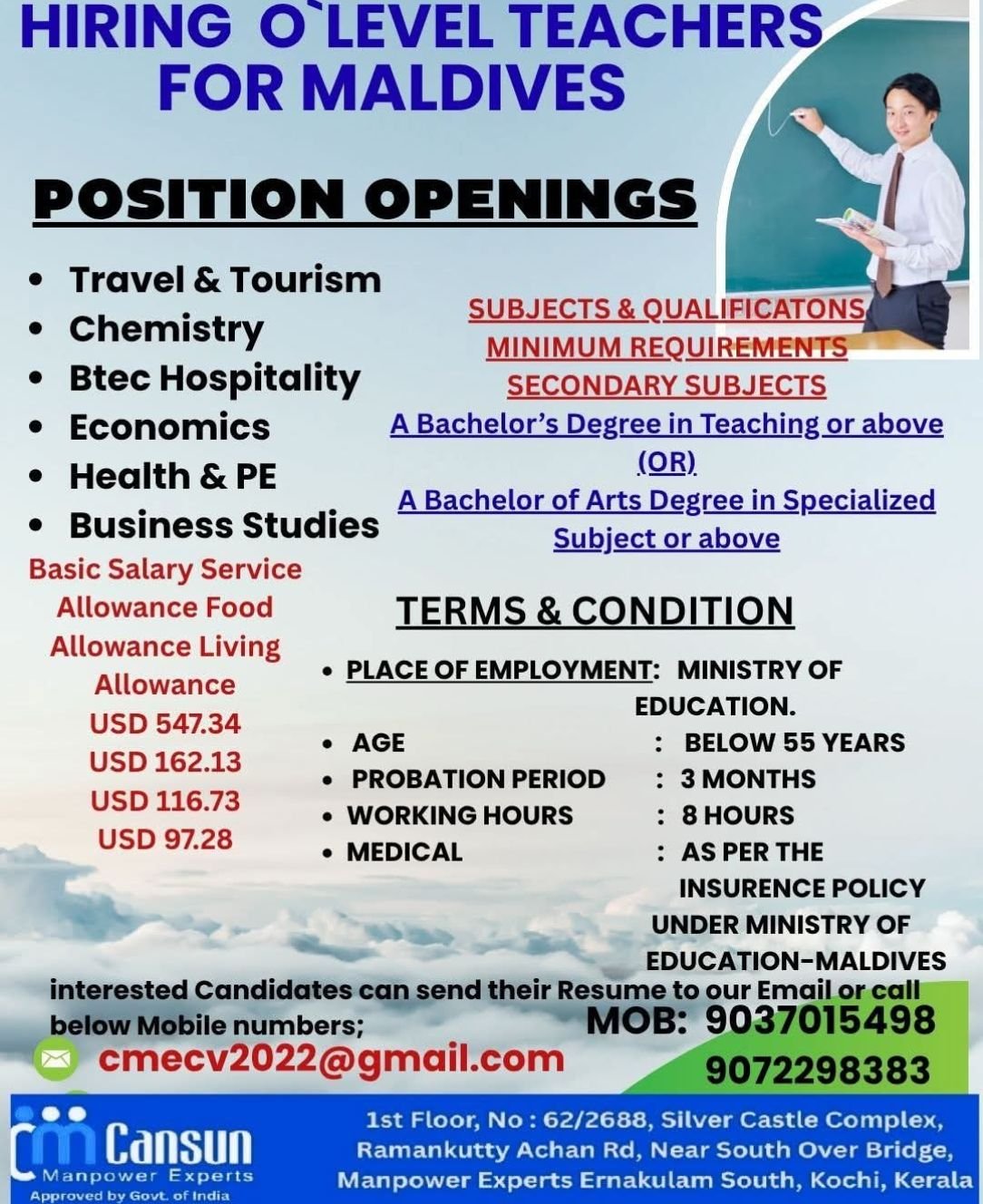 O Level Teacher Jobs in Maldives – Apply Now