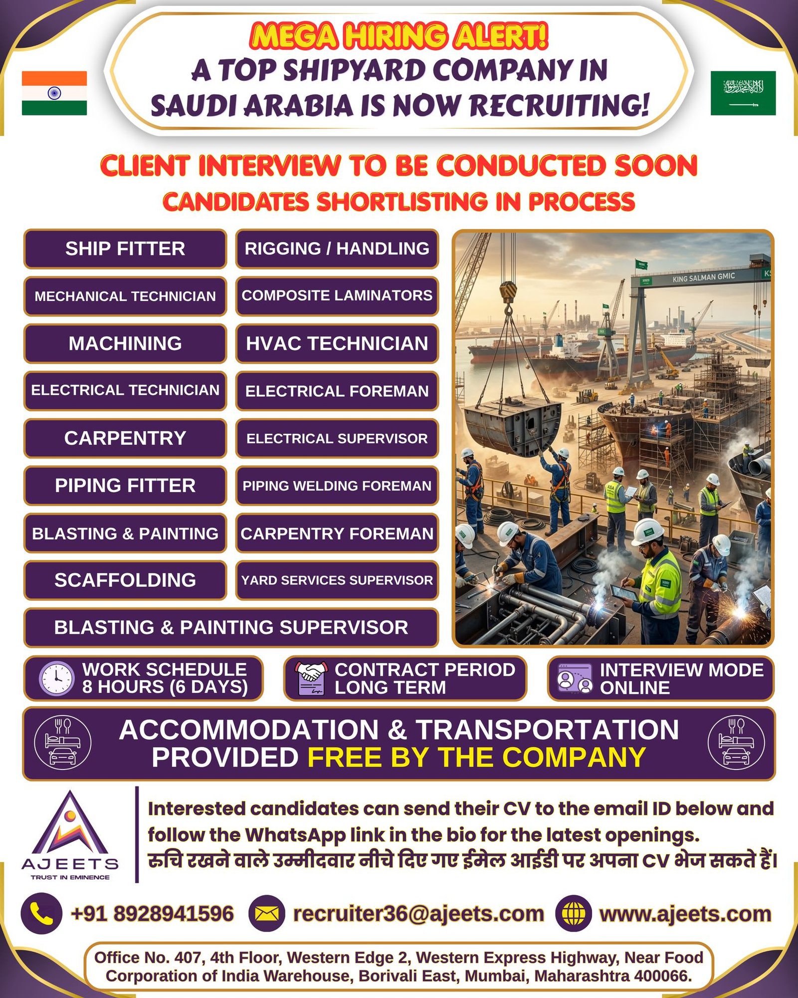 Mega Hiring for Shipyard Company in Saudi Arabia