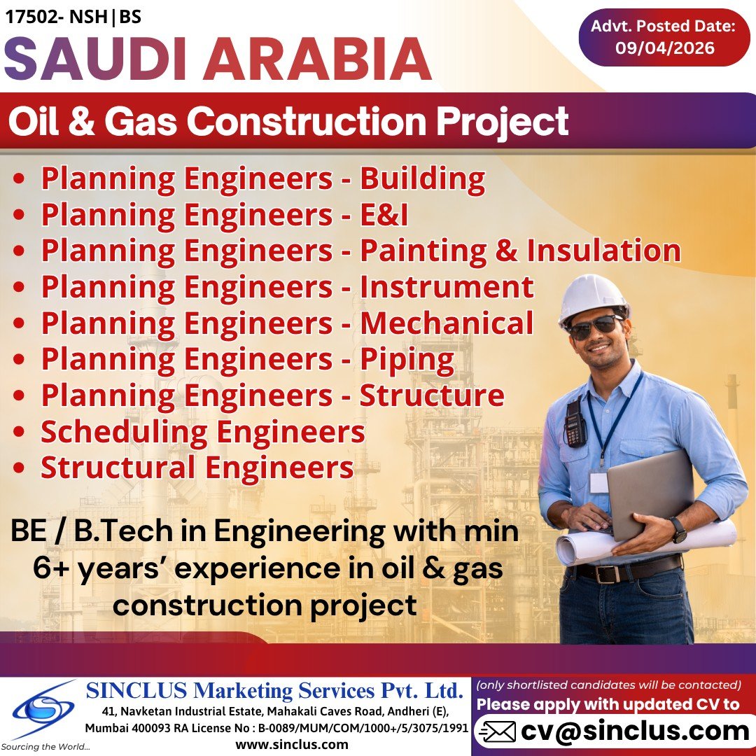 Job Opportunities in Saudi Arabia – Oil & Gas Construction Project
