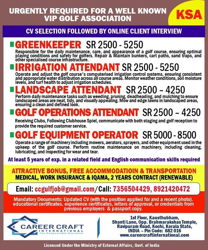 Saudi Arabia Jobs 2026 – Hiring for VIP Golf Association