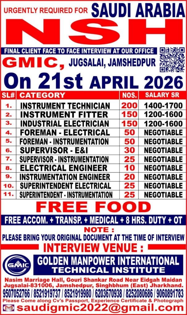 Saudi Arabia NSH Project Jobs 2026 – Urgent Hiring