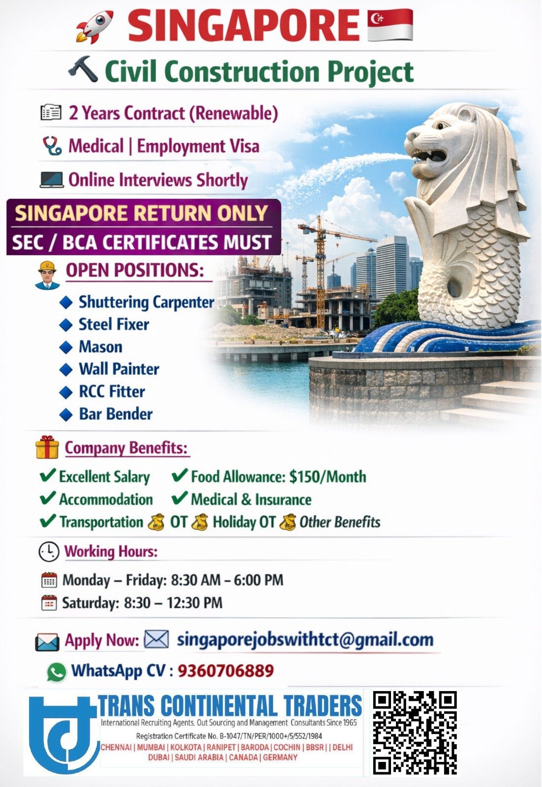 Singapore Civil Construction Jobs 2026