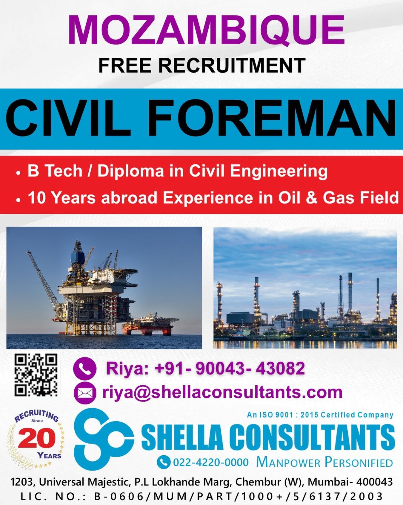 Mozambique Jobs 2026 – Civil Foreman (Oil & Gas) | Free Recruitment | Apply Now