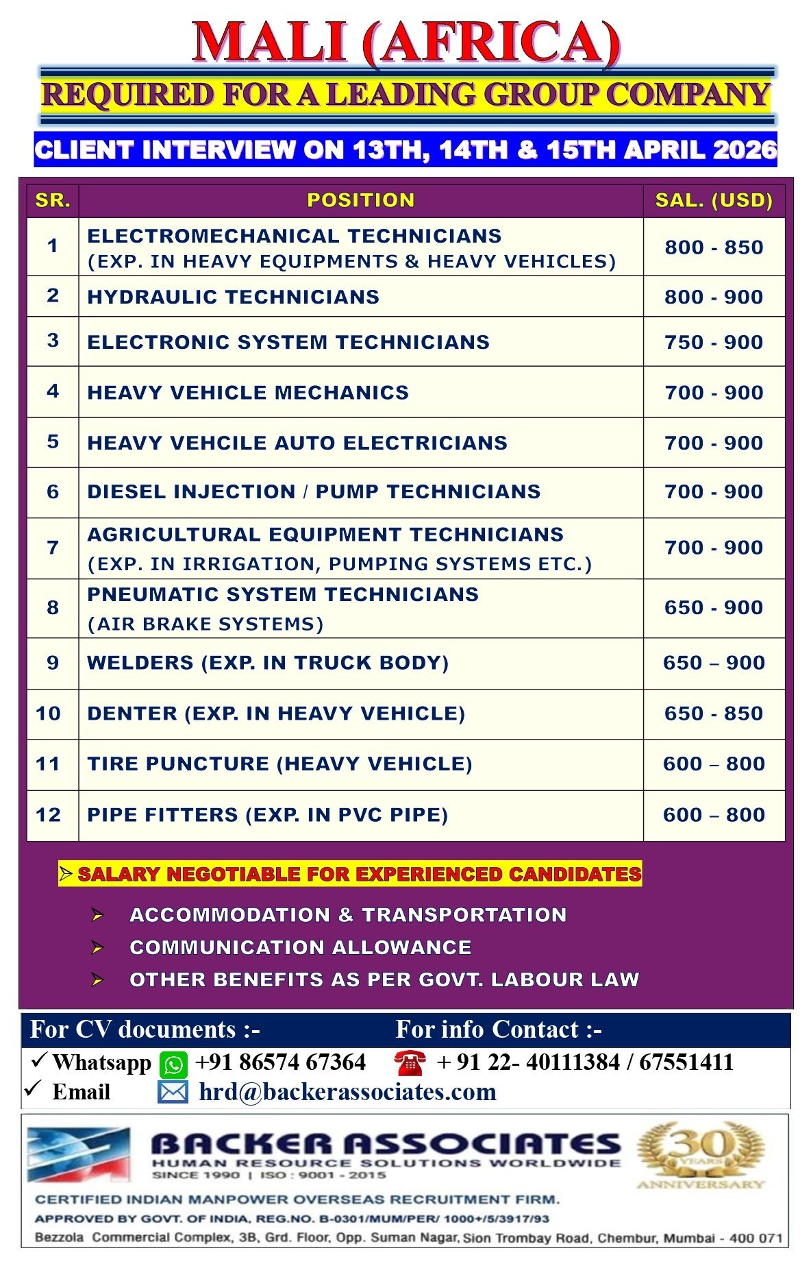 Mali (Africa) Job Vacancies 2026 – Leading Group Company