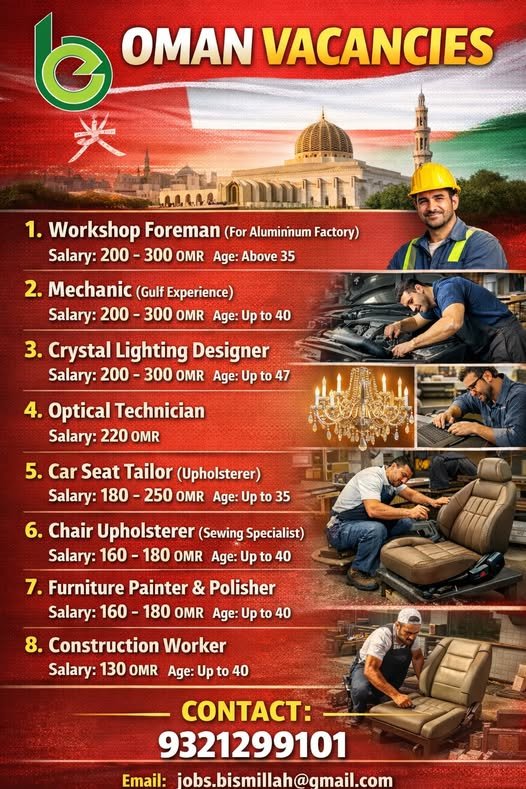 Oman Jobs 2026 – Multiple Vacancies in Various Sectors