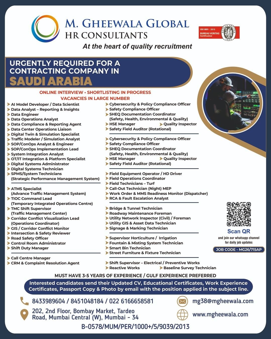 Urgent Hiring for a Contracting Company in Saudi Arabia - Apply Now