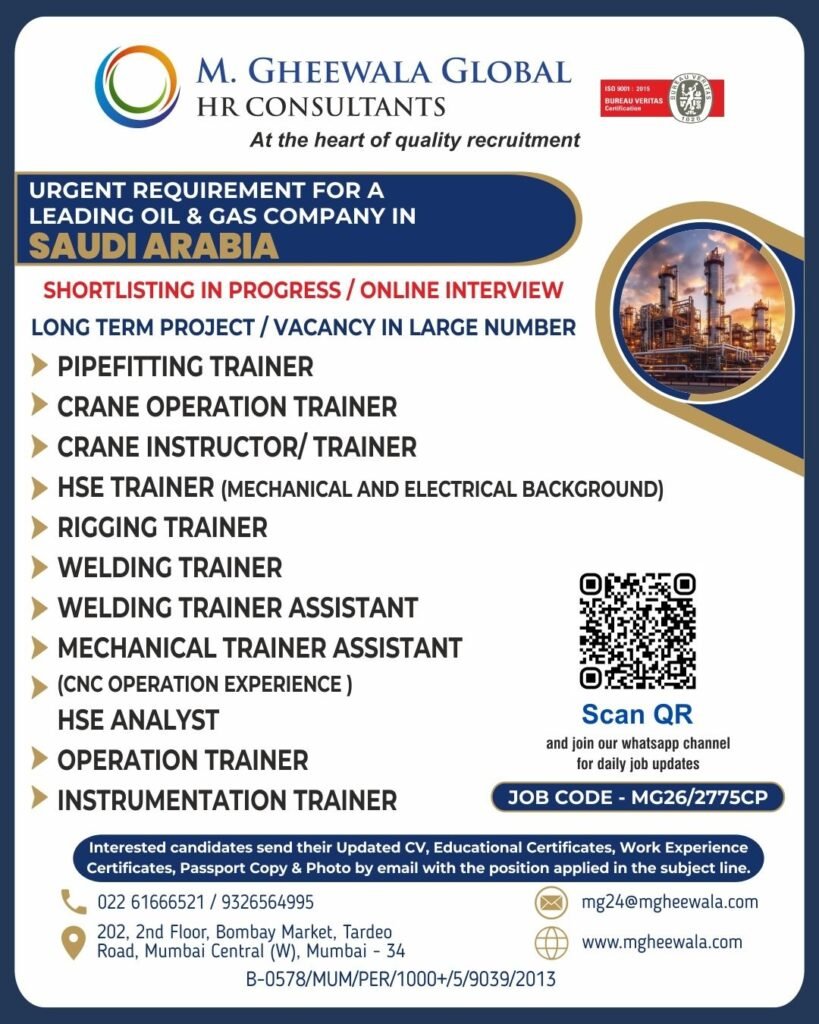 Saudi Arabia Oil & Gas Jobs 2026 | Apply Online
