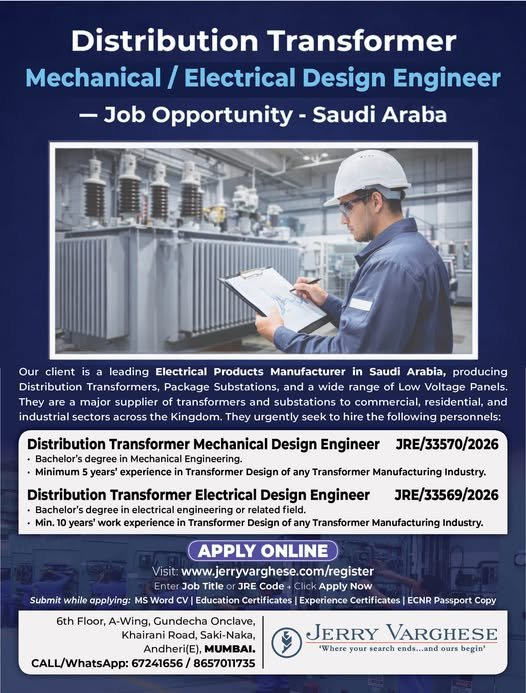 Hiring For a leading Electrical Products Manufacturer company in Saudi Arabia