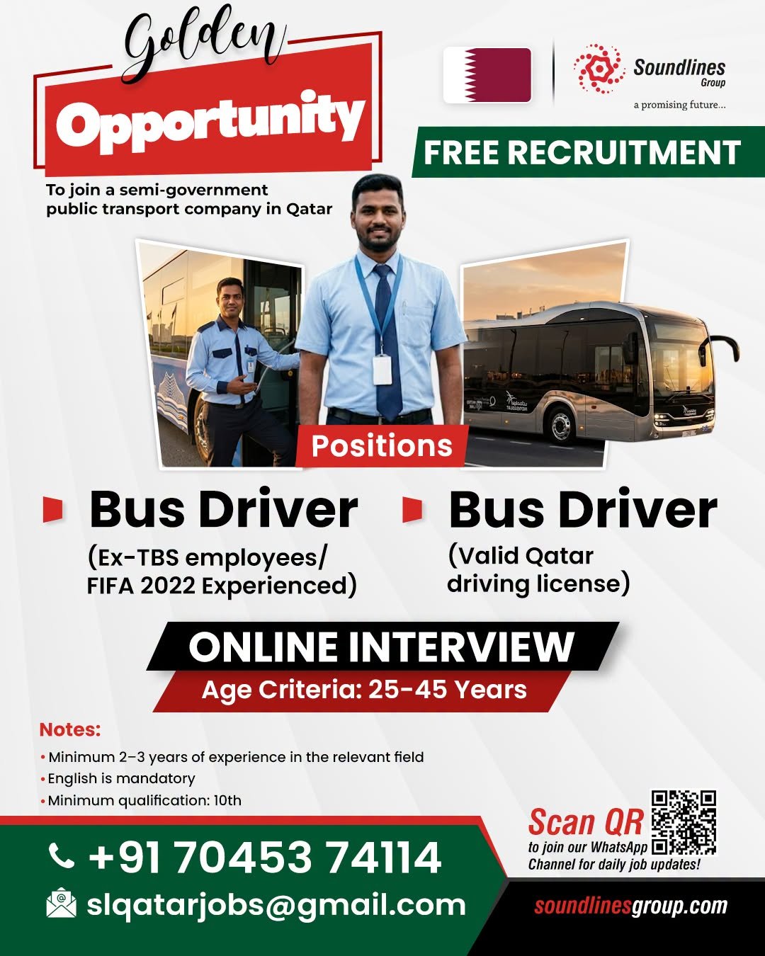 Hiring For a semi-government public transport company in Qatar