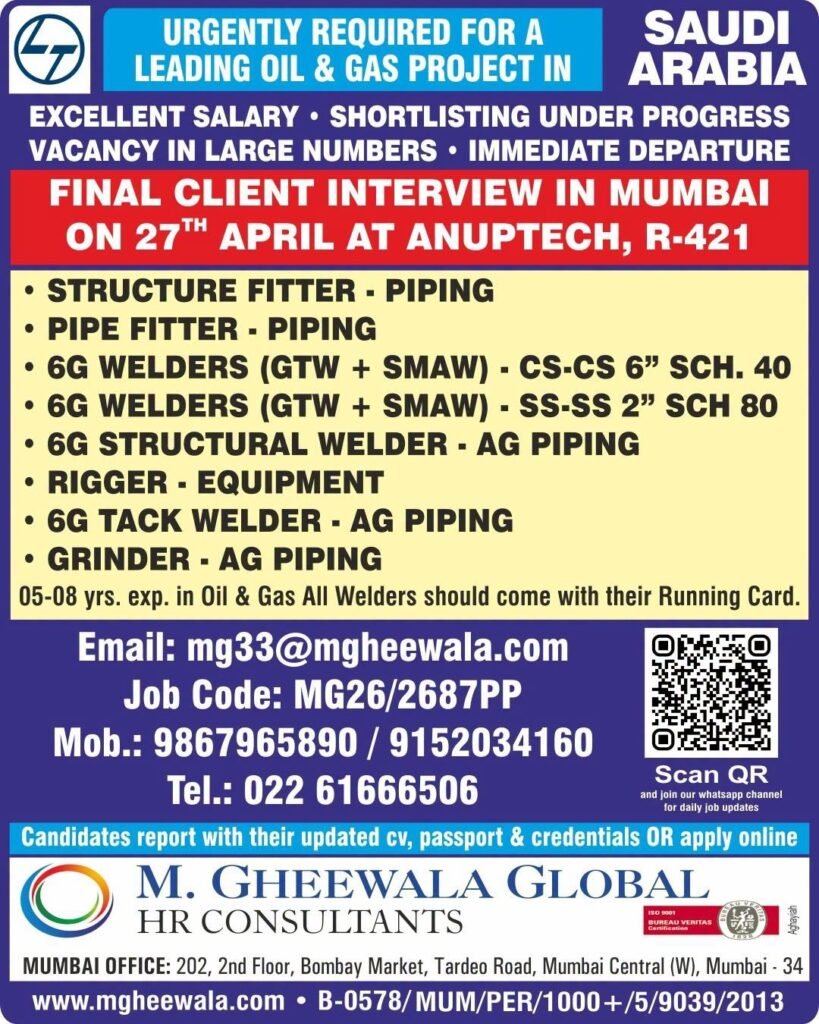 Saudi Arabia L&T Oil & Gas Jobs 2026: Apply Now