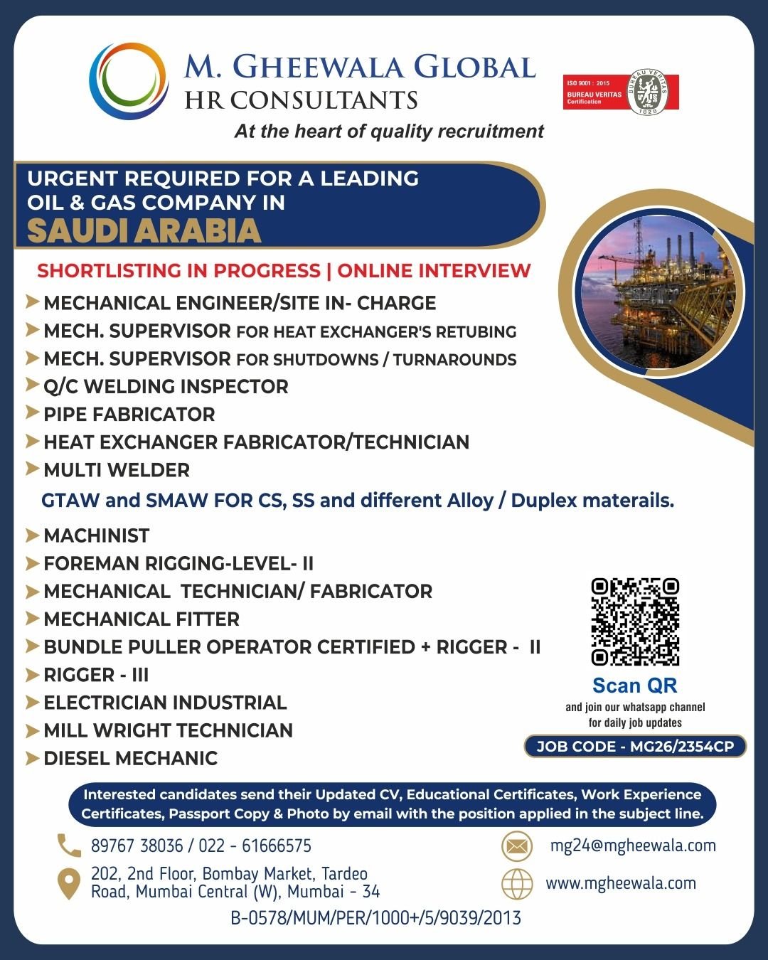 Saudi Arabia Oil & Gas Jobs 2026 – Hiring Engineers, Welders, Riggers & Technicians | Online Interview