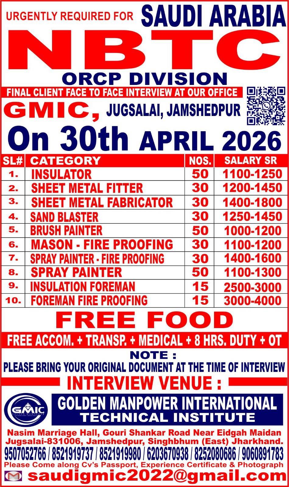 Saudi Arabia Jobs 2026 – ORCP Division | Direct Interview 