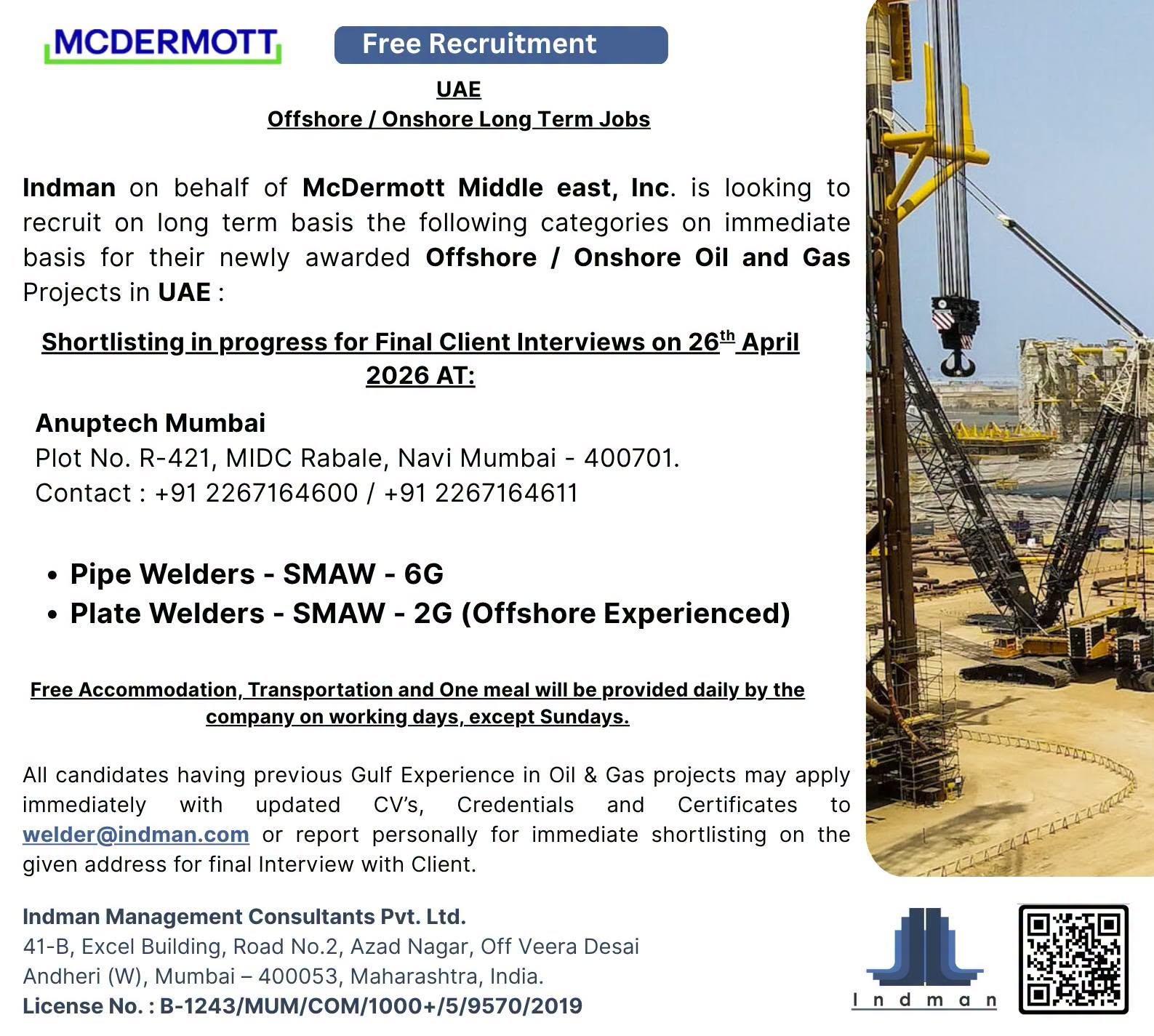 Free Recruitment For UAE - Offshore / Onshore Long Term Jobs - Apply Now