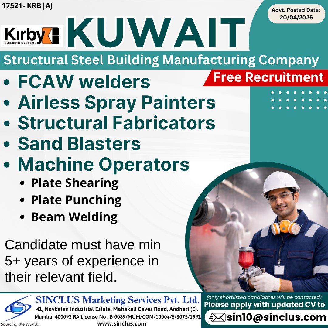 Kuwait : Hiring For Structural Steel Building Manufacturing Company 