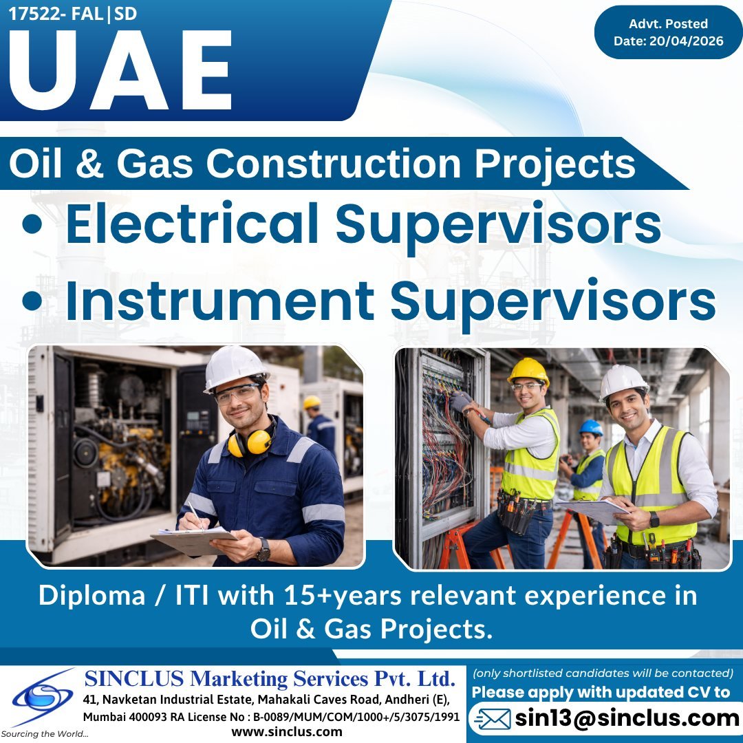 Urgent Hiring For UAE | Oil & Gas Projects 