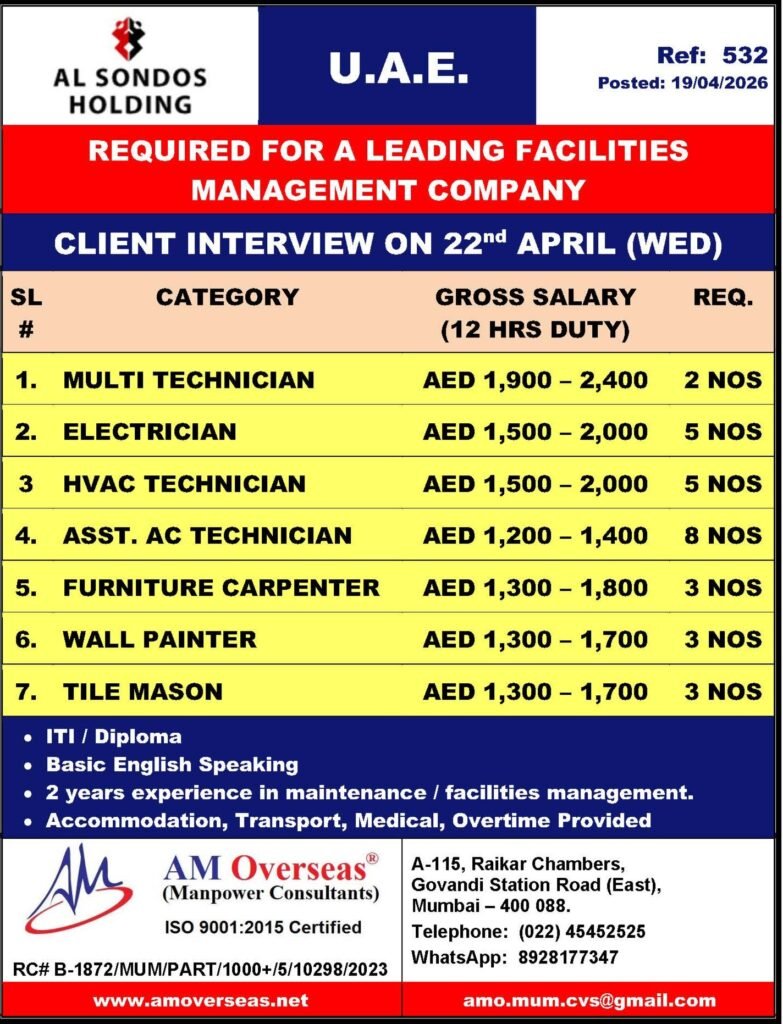 UAE Al Sondos Holding Facilities Management Jobs 2026 – Free Recruitment 