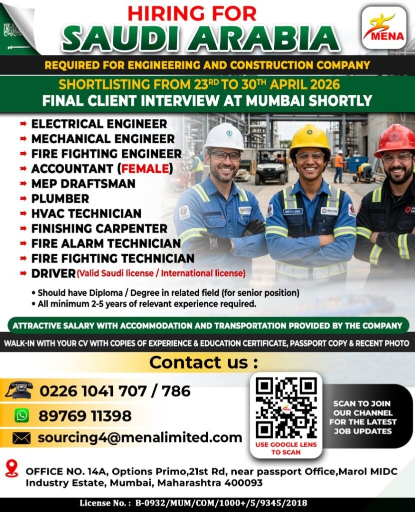 Saudi Arabia Jobs 2026 | Engineering & Construction Vacancies | Apply Now