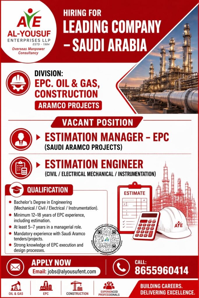 Saudi Arabia EPC Jobs 2026: Engineer Vacancies for Aramco Projects
