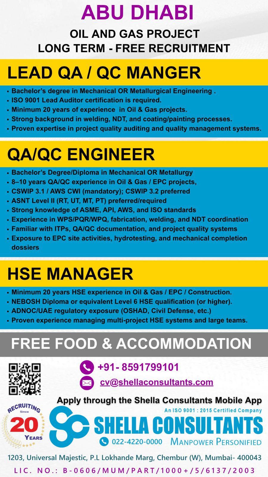 Abu Dhabi Oil & Gas Jobs 2026 | Apply Now | Free Recruitment