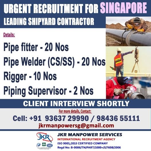 Singapore Jobs 2026 – Hiring for Shipyard Contractor | Apply Now