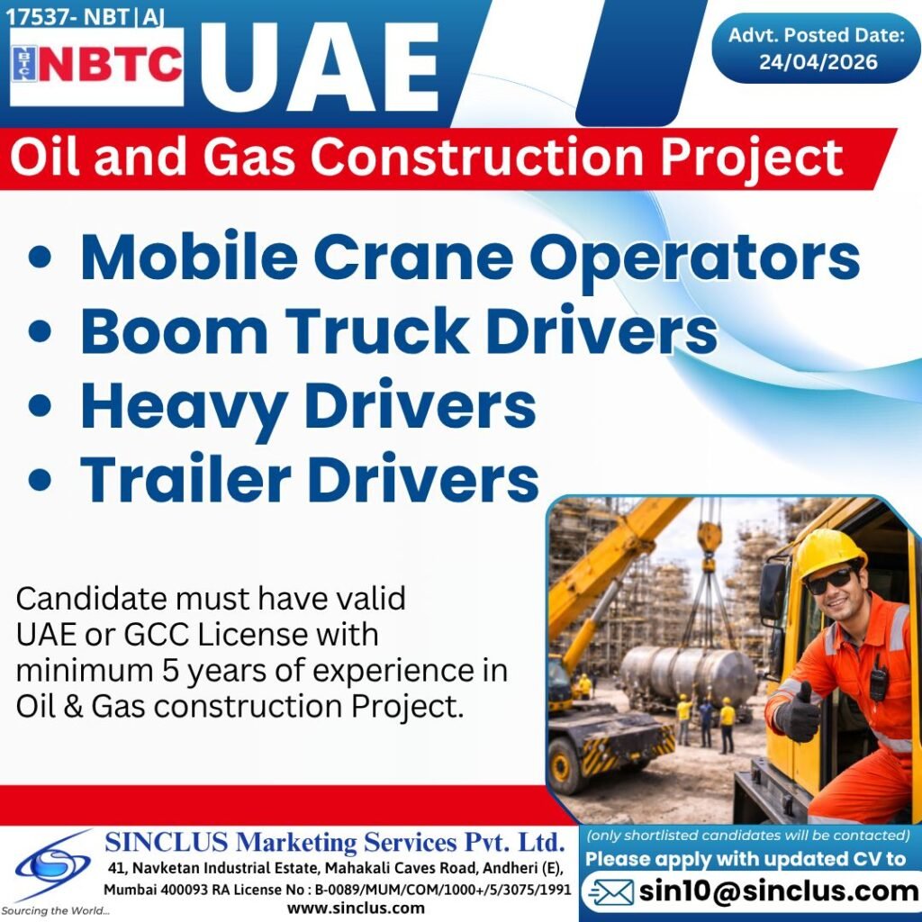 Hiring for UAE Oil & Gas Construction Project
