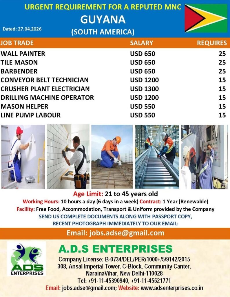 Urgent Jobs in Guyana for Skilled and Unskilled Workers | Apply Now (2026)