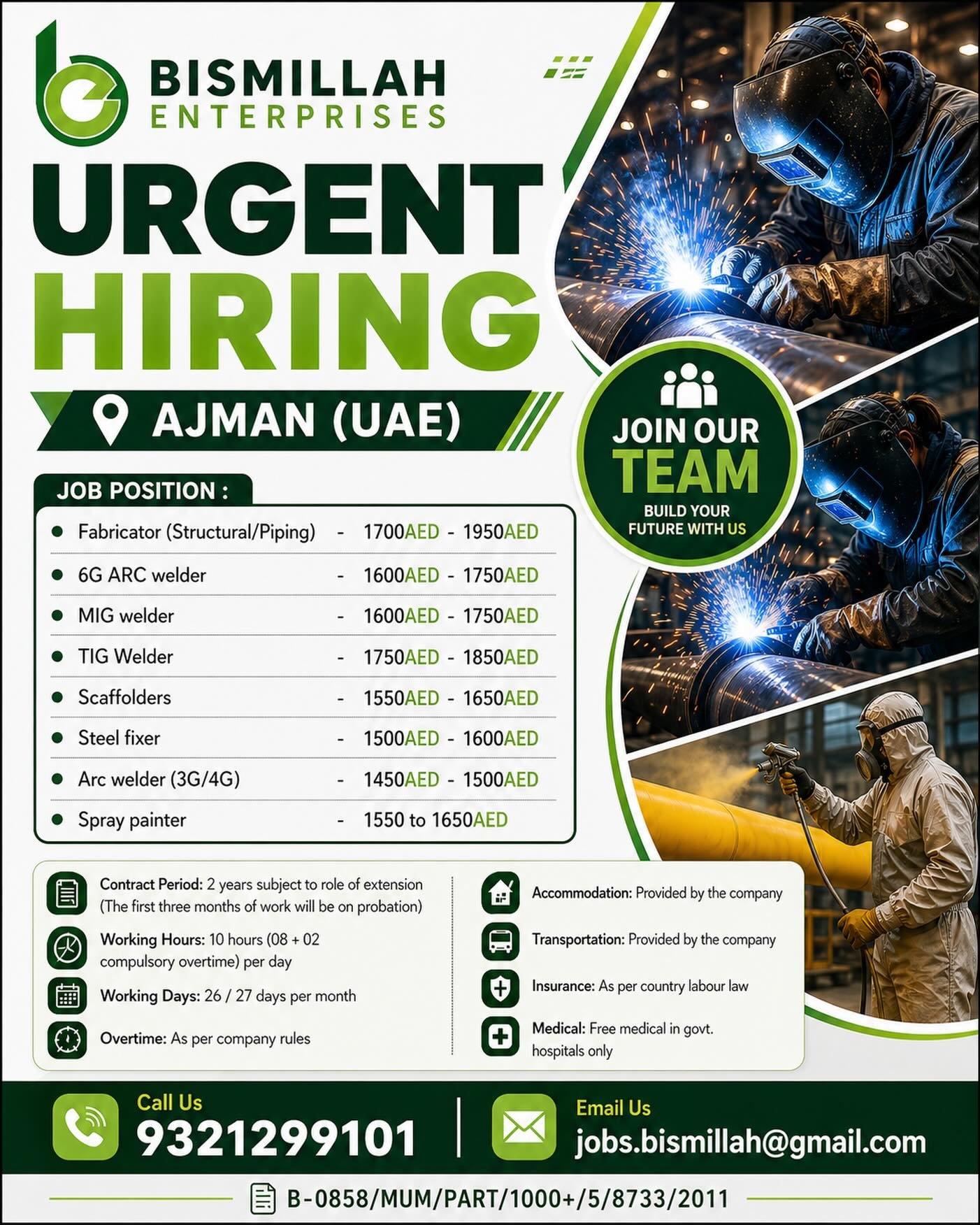 Urgent Hiring for Ajman (UAE) - Multiple vacancies
