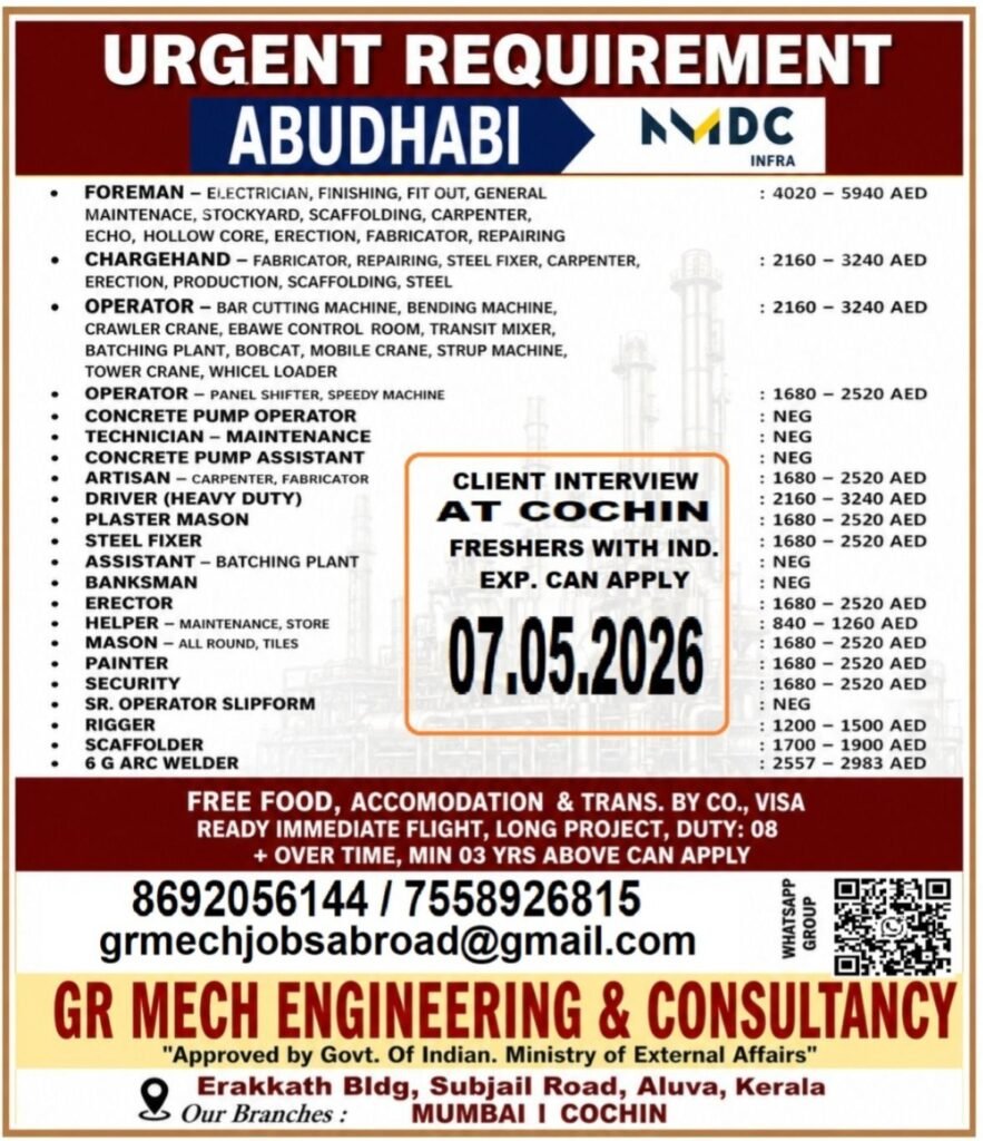 Abu Dhabi Construction Jobs 2026 – NMDC Infra Hiring | Apply Now
