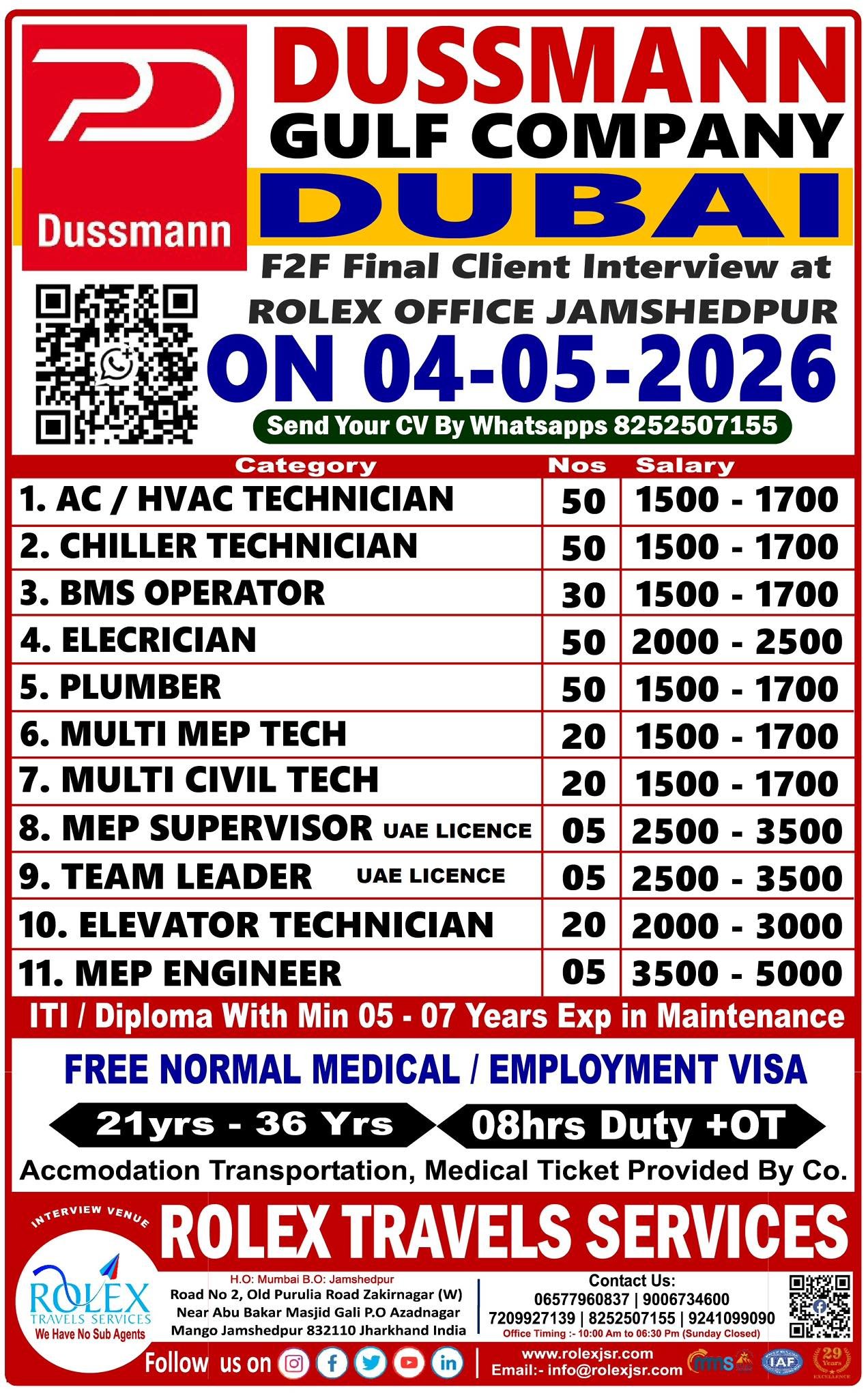 Dubai Jobs 2026 – Dussmann Gulf Company Hiring for MEP, HVAC & Technicians | Apply Now