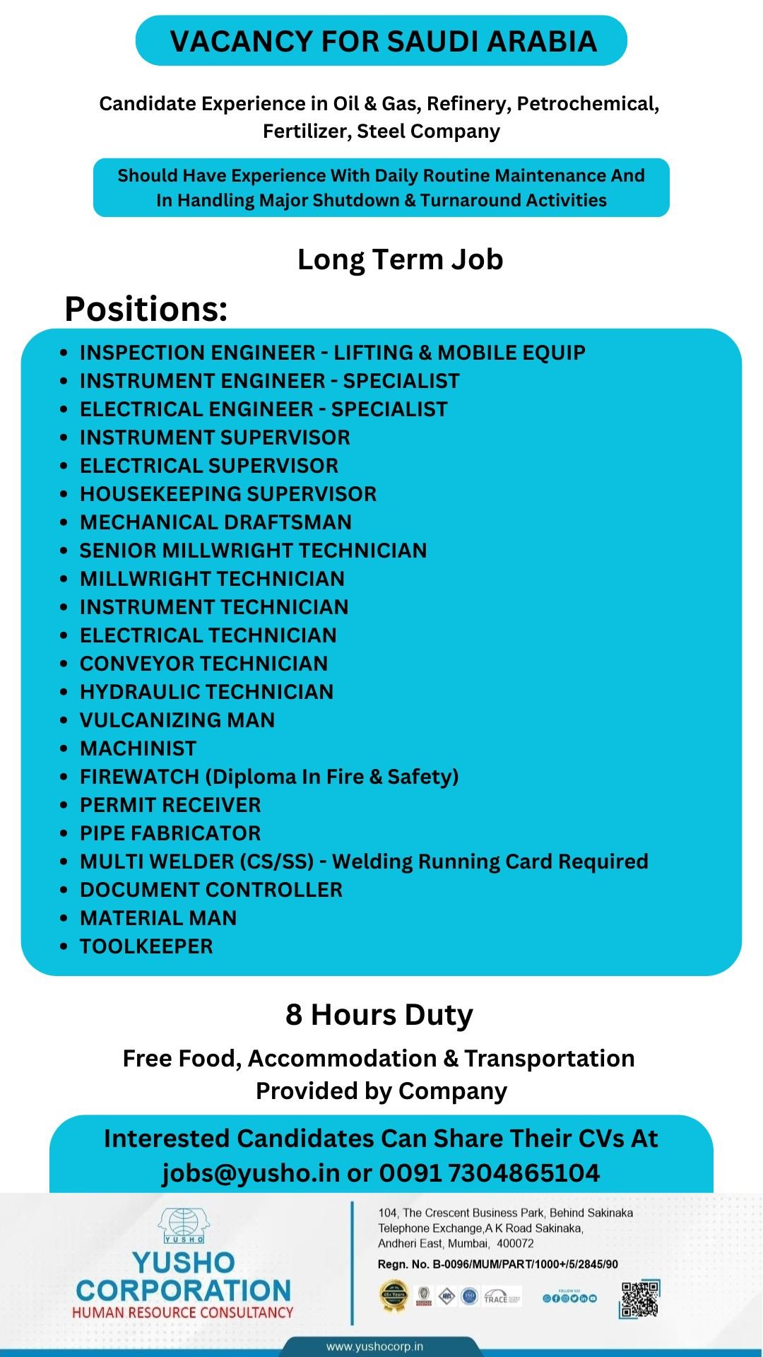Saudi Arabia - Hiring for Oil & Gas / Refinery / Petrochemical / Steel Industry