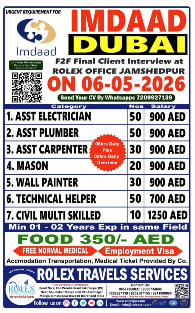 Imdaad Dubai Jobs 2026 – Free Visa  | Apply Now