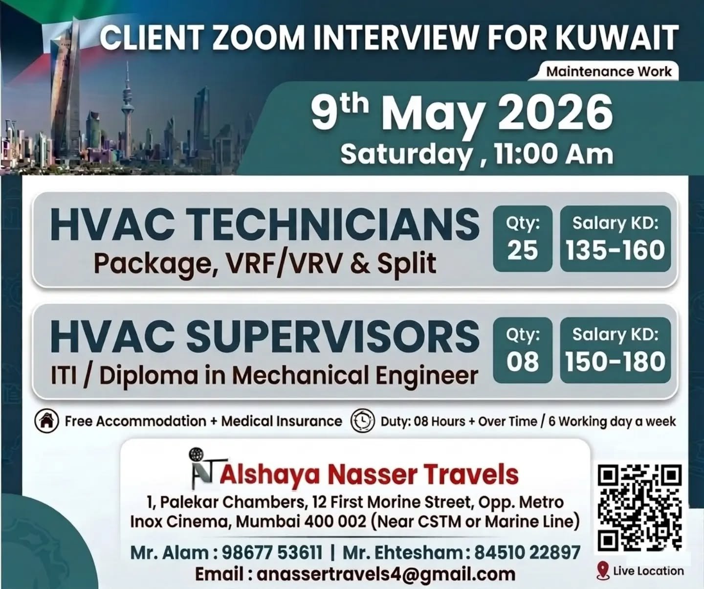 Kuwait HVAC Jobs 2026: Zoom Interview for Technicians & Supervisors – Apply Now